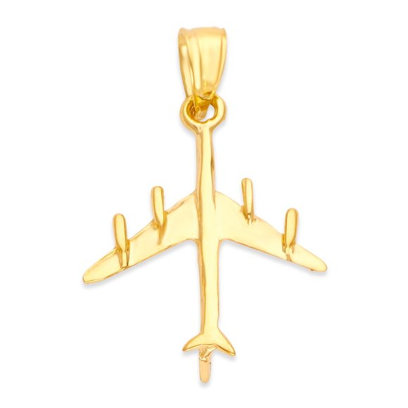 Solid 10k Gold Airplane Pendant - Aviation Jewelry Gifts for Her - Picture 2 of 4